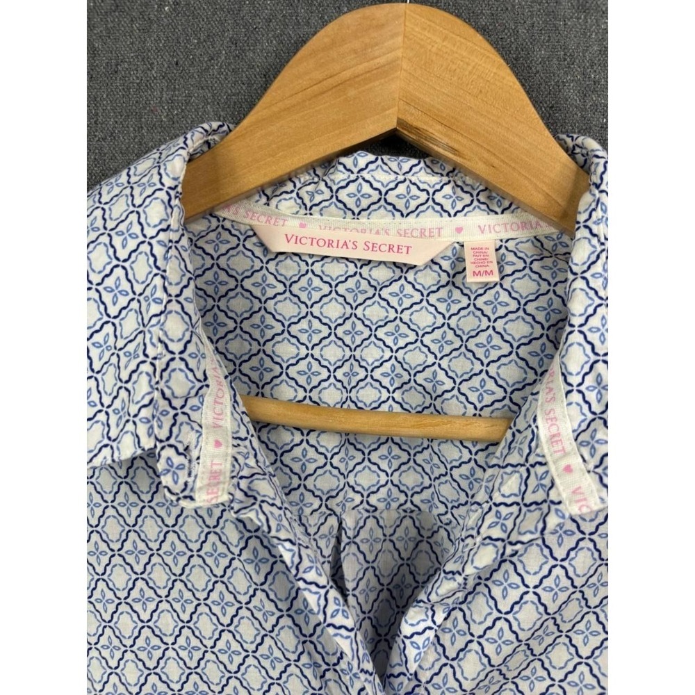 Victoria's Secret Sleep Shirt Women Medium Blue Excellent Geometric Nightgown - Picture 3 of 3
